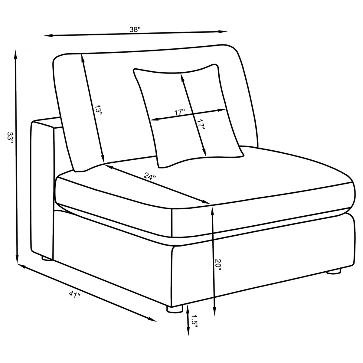 Serene Modular Sectional Sofa, Armless Chair & Ottoman - Charcoal Linen-Blend with Feather-Blend Cushions – view 18