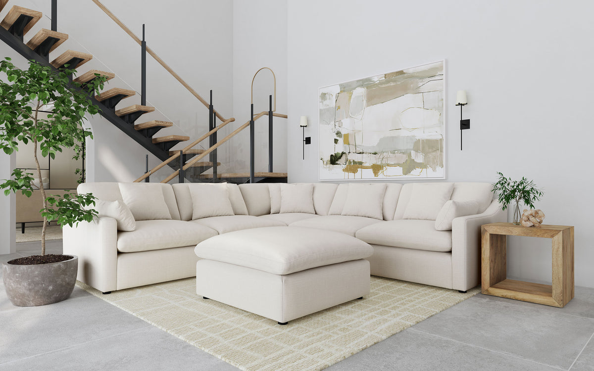 Hobson Modular Sectional Sofa - 6pcs- 2 Armless Chairs + Corner + Ottoman + LAF & RAF Chairs