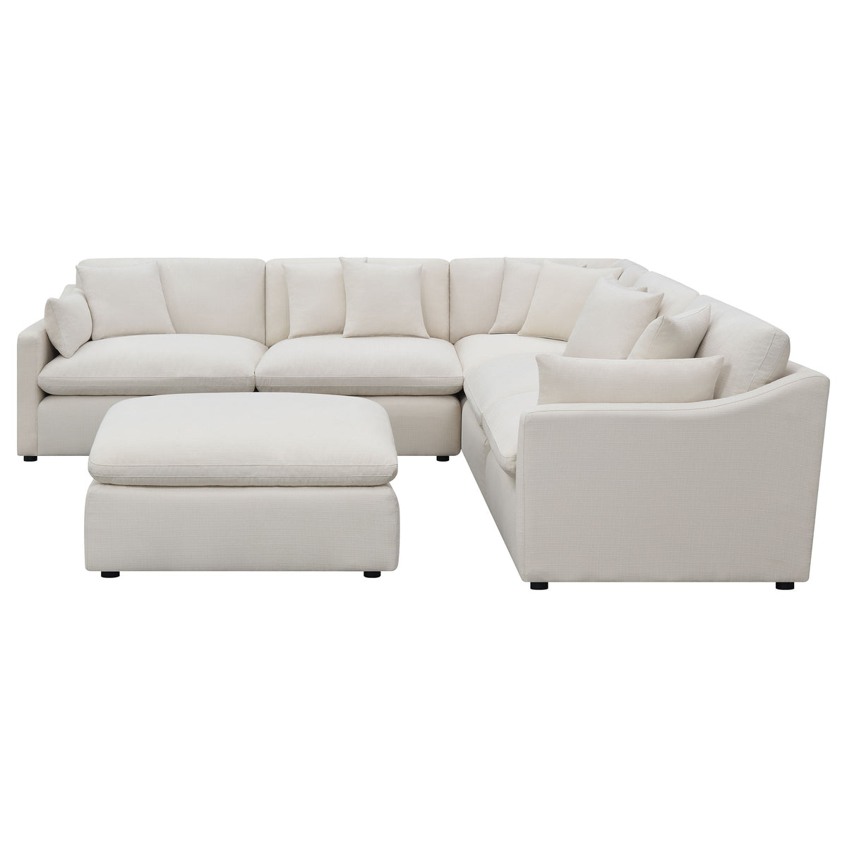 Hobson Modular Sectional Sofa - Ivory Performance Fabric with Reversible Cushions, 4 to 6 Pieces – view 9