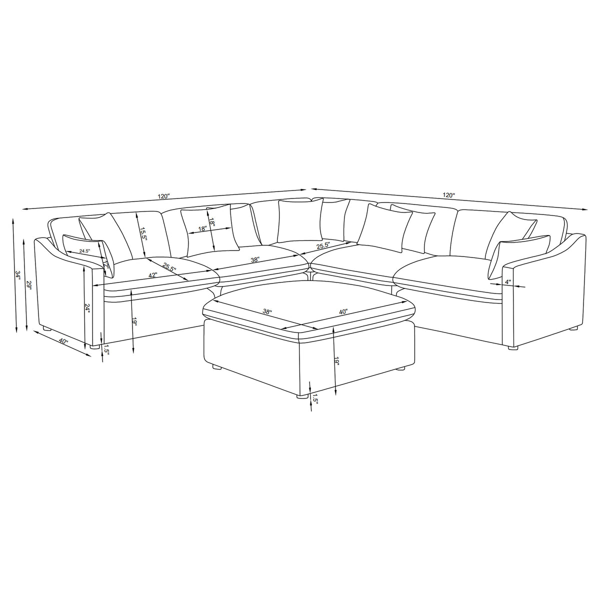 Hobson Modular Sectional Sofa - Ivory Performance Fabric with Reversible Cushions, 4 to 6 Pieces – view 18