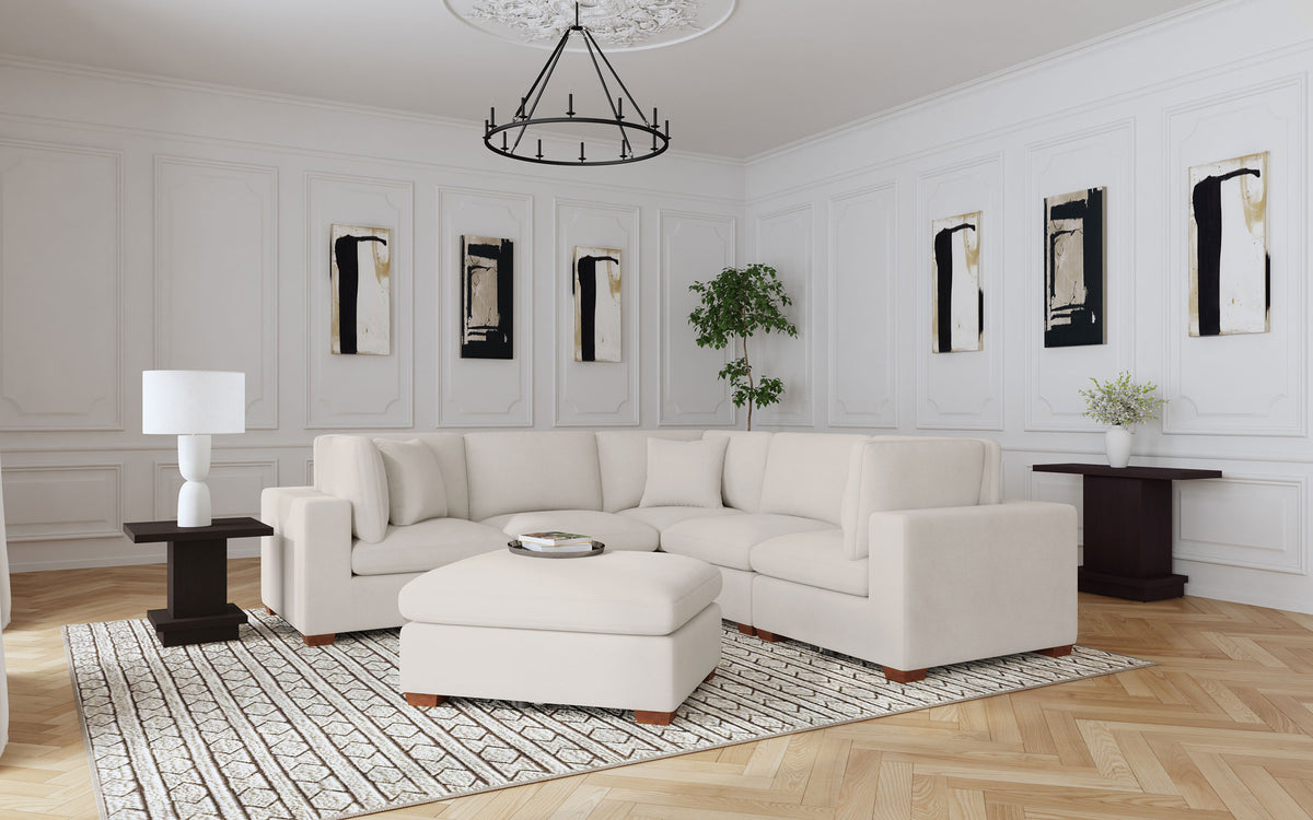 Lakeview Modular Sectional Sofa - 6pcs- 2 Armless Chairs + 3 Corners + Ottoman