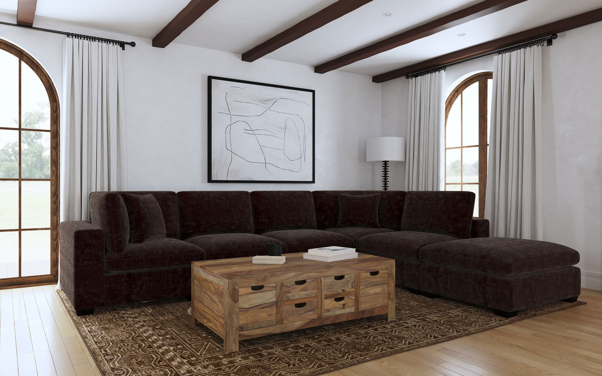 Lakeview Modular Sectional Sofa, Armless Chair & Ottoman - 6pcs- 3 Armless + 2 Corner + Ottoman