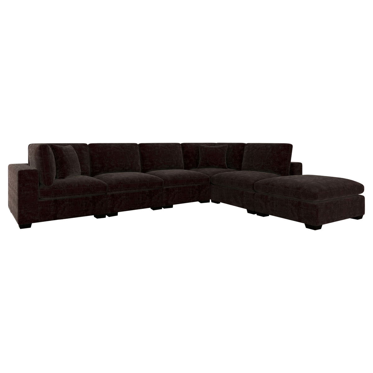 Lakeview Modular Sectional Sofa, Armless Chair & Ottoman - Dark Chocolate Chenille with Reversible Cushions – view 17