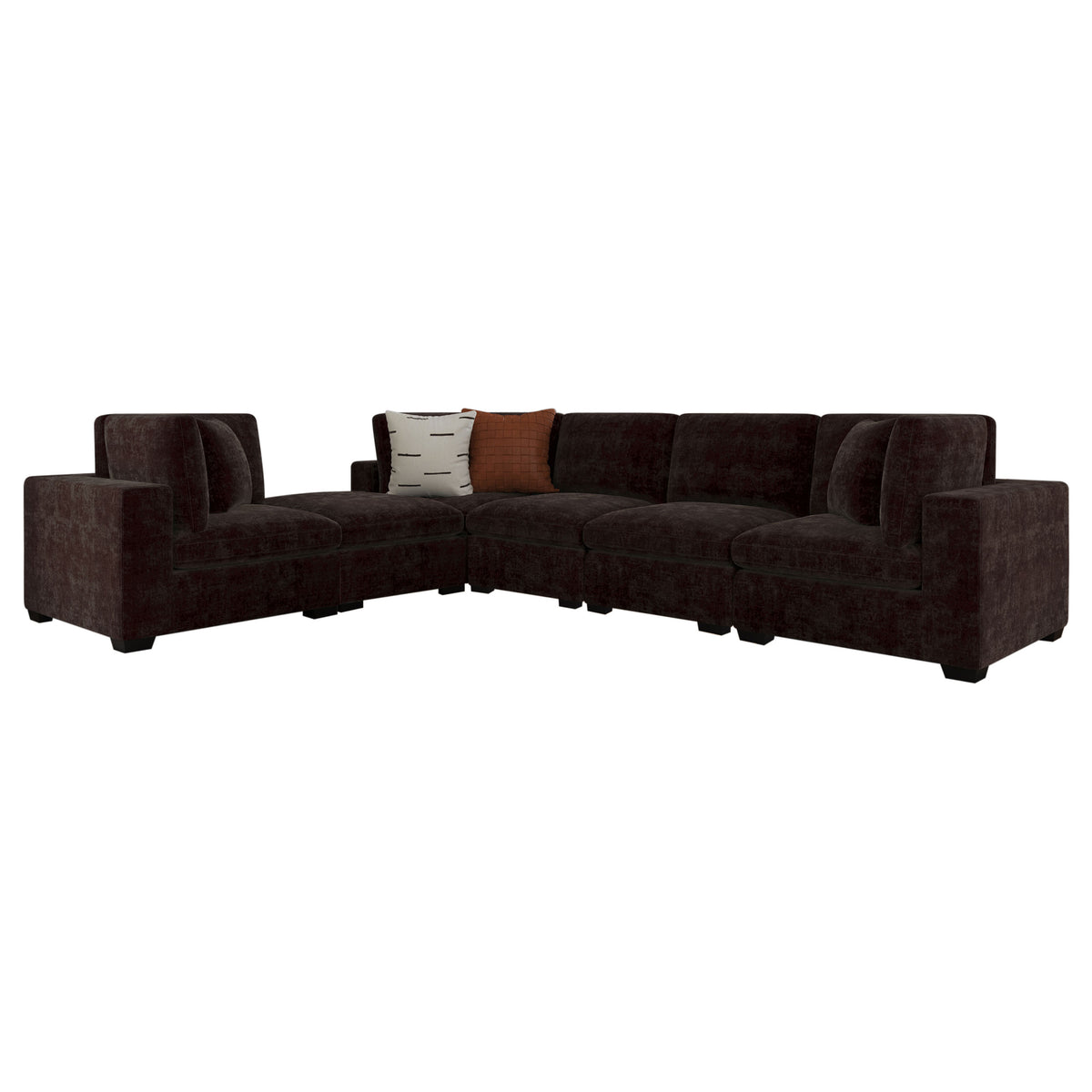 Lakeview Modular Sectional Sofa, Armless Chair & Ottoman - Dark Chocolate Chenille with Reversible Cushions – view 18