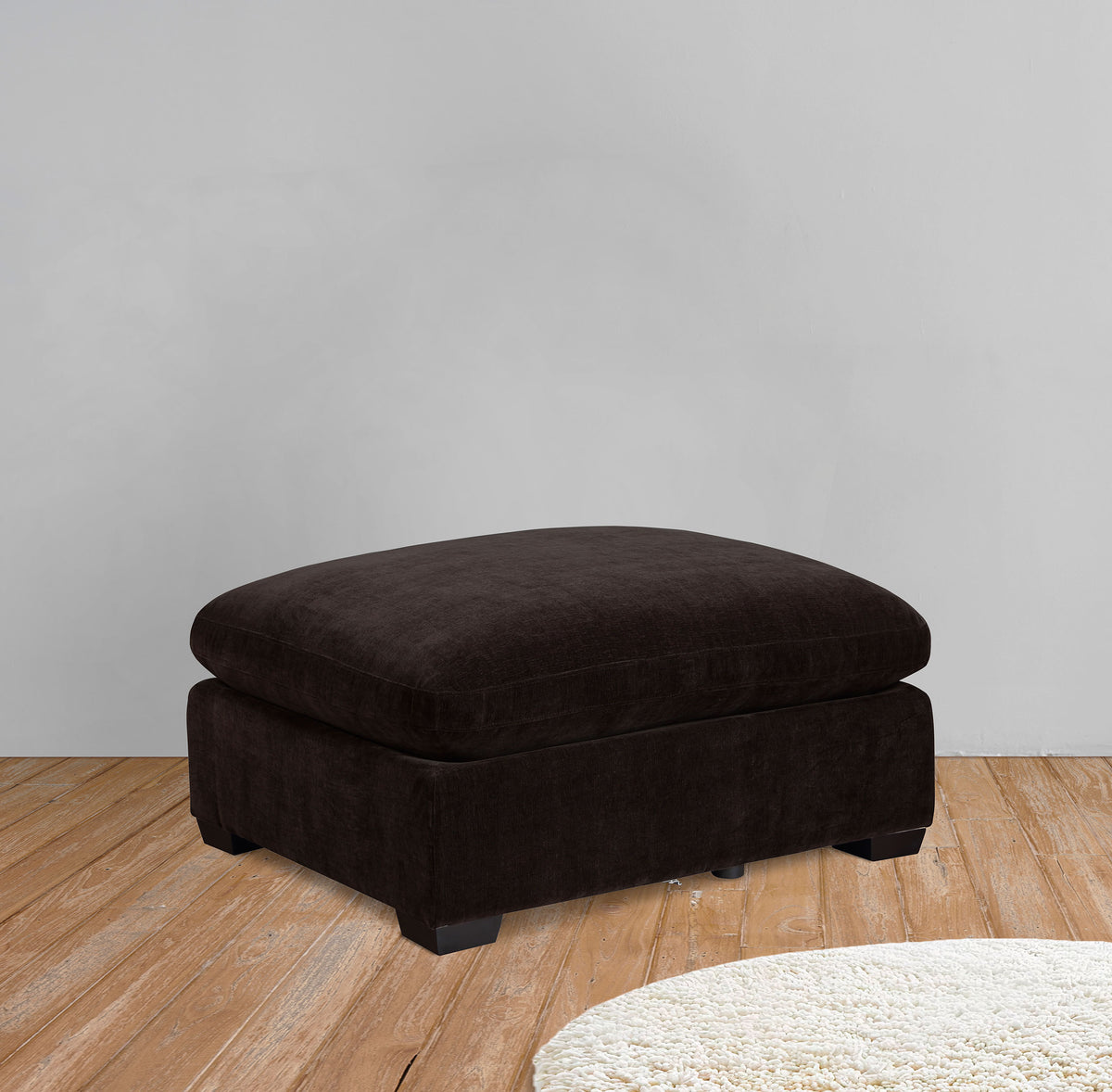 Lakeview Modular Sectional Sofa, Armless Chair & Ottoman - Dark Chocolate Chenille with Reversible Cushions - lifestyle