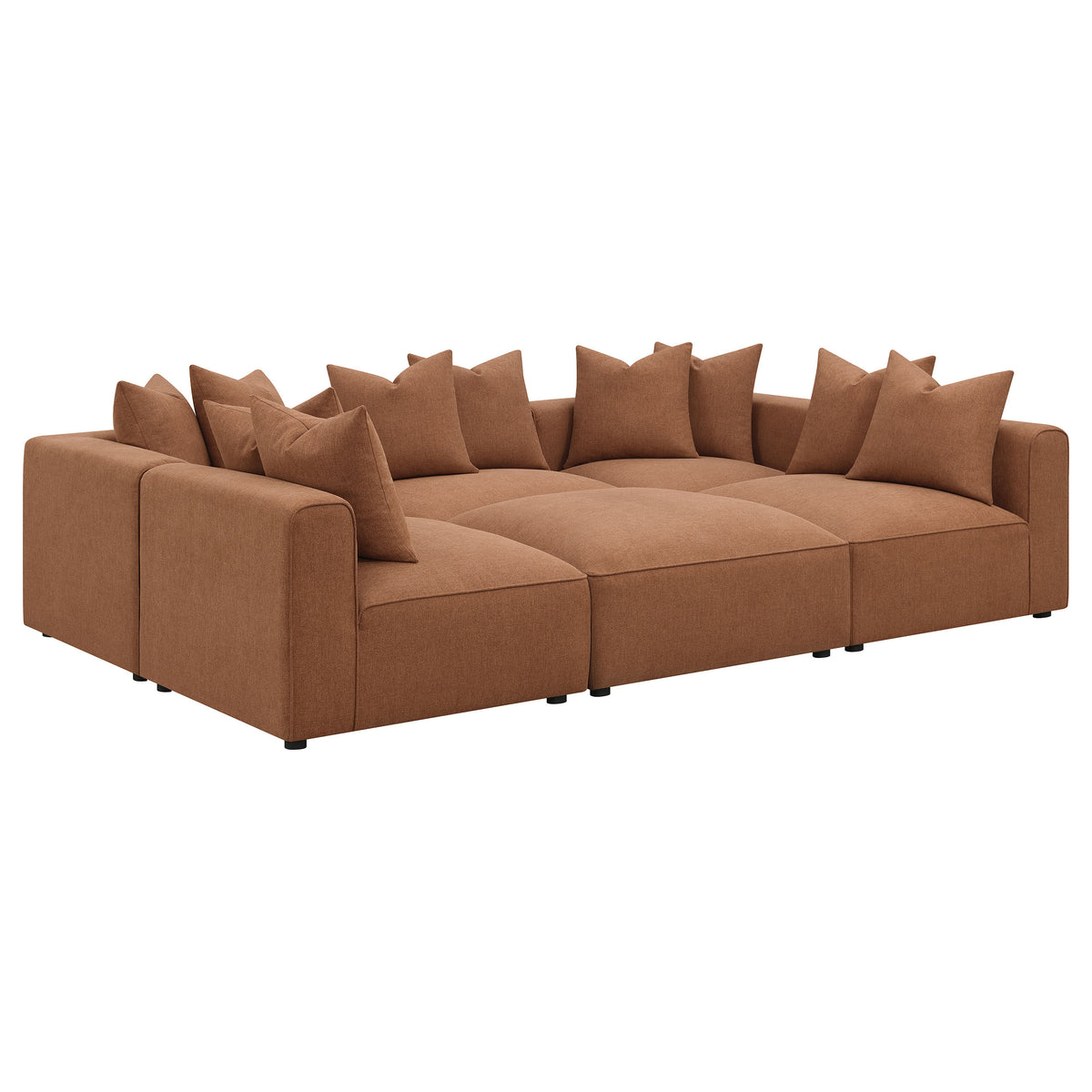 Jennifer Modular Sectional Sofa - Terracotta Woven Fabric with Welt Trim, 6-Piece Set or Add-On Pieces โ view 9