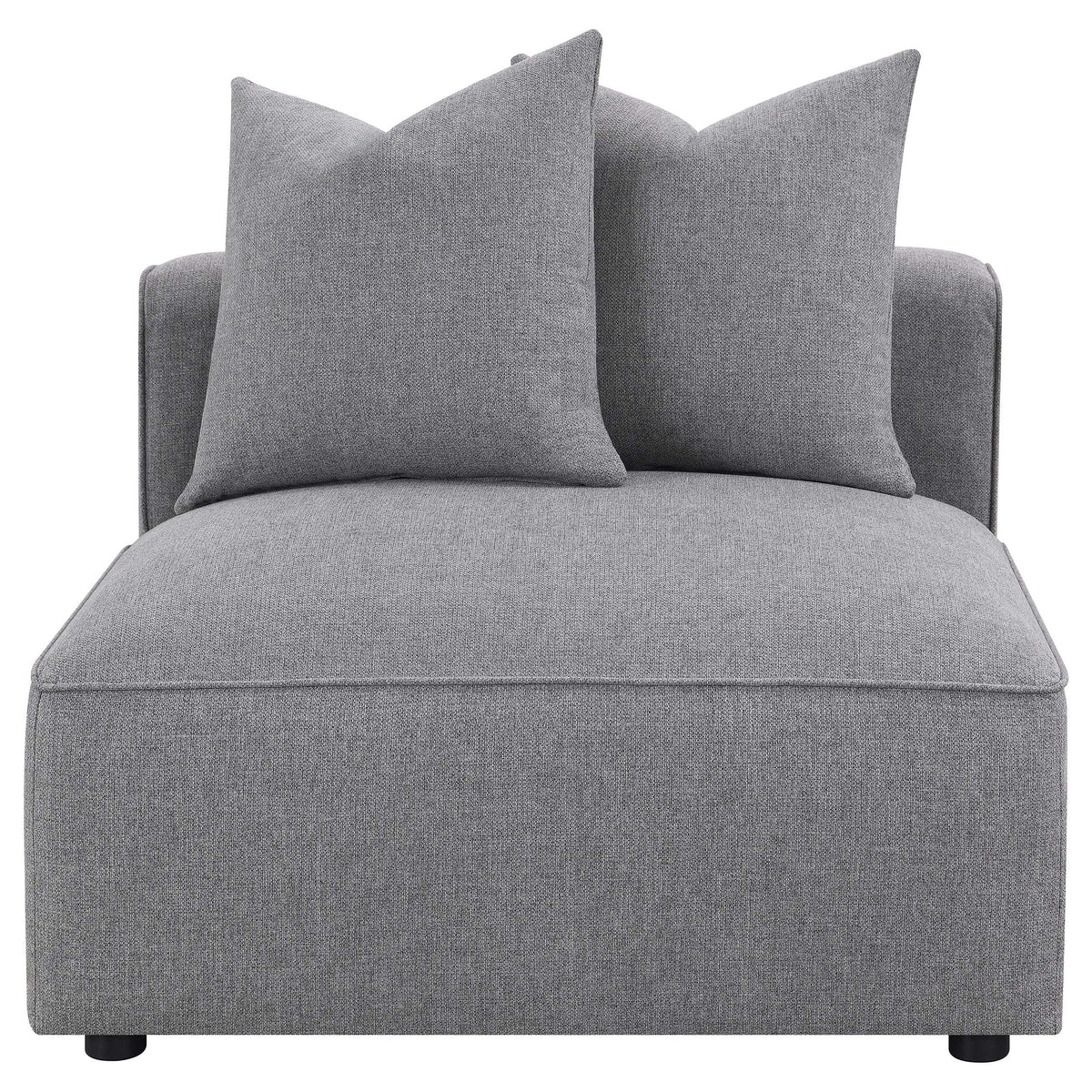 Jennifer 6-Piece Modular Sectional, Armless Chair & Ottoman - Tailored Grey Woven Fabric with Welt Trim – view 11