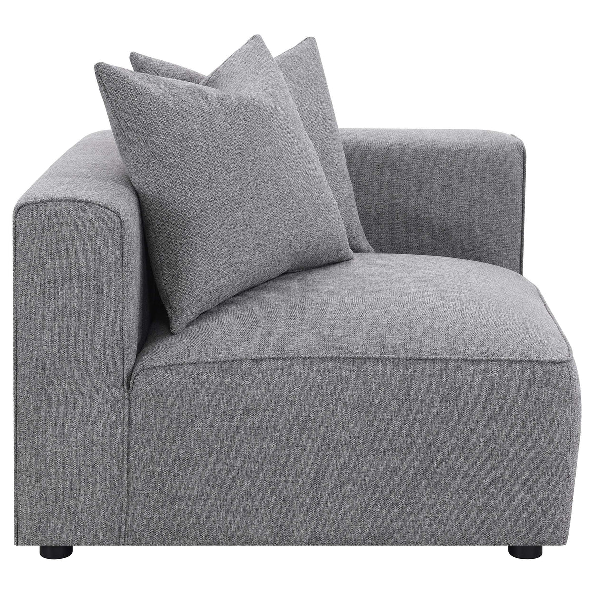 Jennifer 6-Piece Modular Sectional, Armless Chair & Ottoman - Tailored Grey Woven Fabric with Welt Trim – view 13