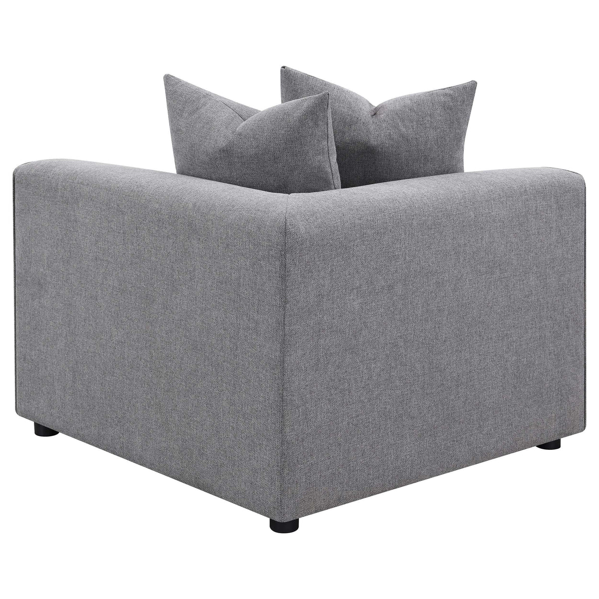 Jennifer 6-Piece Modular Sectional, Armless Chair & Ottoman - Tailored Grey Woven Fabric with Welt Trim – view 15