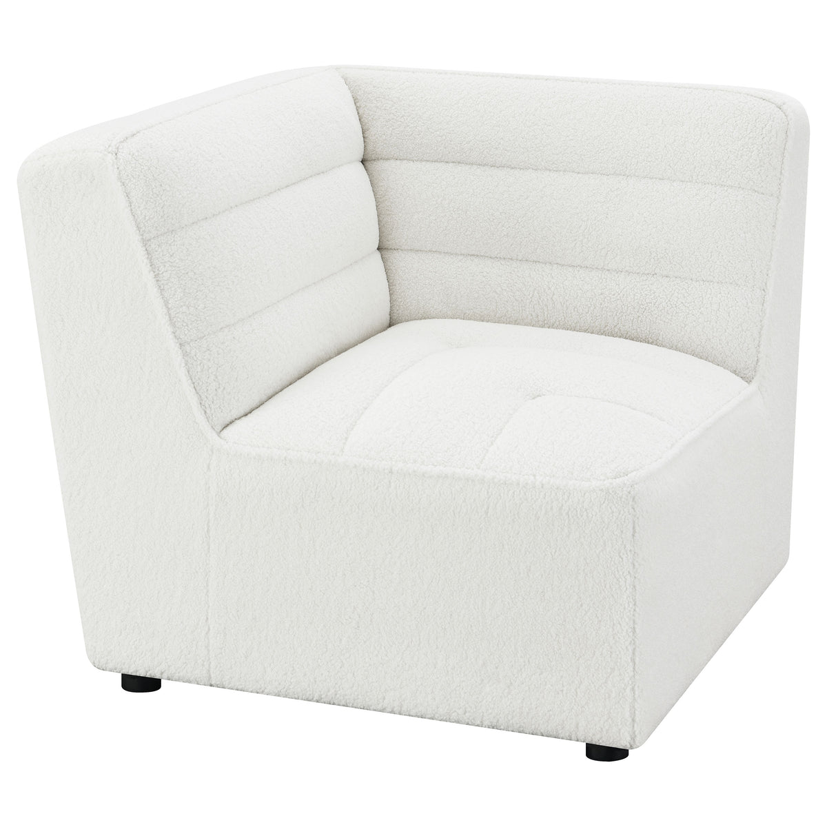 Sunny Modular Sectional Sofa - Ivory Faux Sheepskin Sherpa with Channel Tufting, 6-Piece Set, Armless Chair & Ottoman – view 10