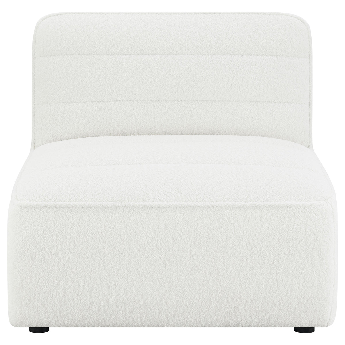 Sunny Modular Sectional Sofa - Ivory Faux Sheepskin Sherpa with Channel Tufting, 6-Piece Set, Armless Chair & Ottoman – view 17