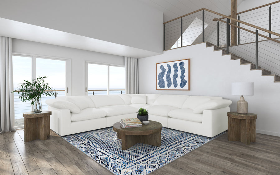 Raleigh Modular Boucle Sectional Sofa - Ivory Water-Resistant Boucle with Wide Track Arms, 5 & 6-Piece Sets