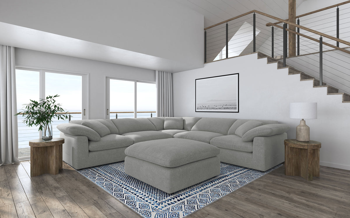 Raleigh Modular Sectional Sofa - 6pcs- 3 Corners + 2 Armless Chairs + Ottoman (133.5" x 133.5")