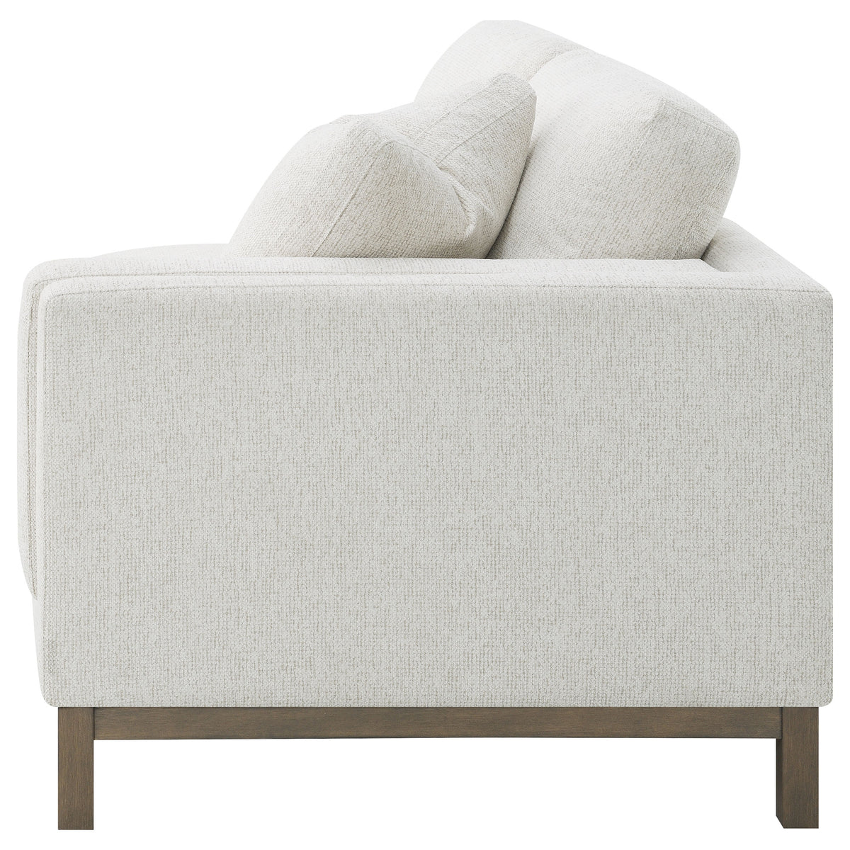 Geneva Boucle Sectional with Left Chaise & Wood Arm Accent Chair - Sand on Ash Brown Wood Base – view 10