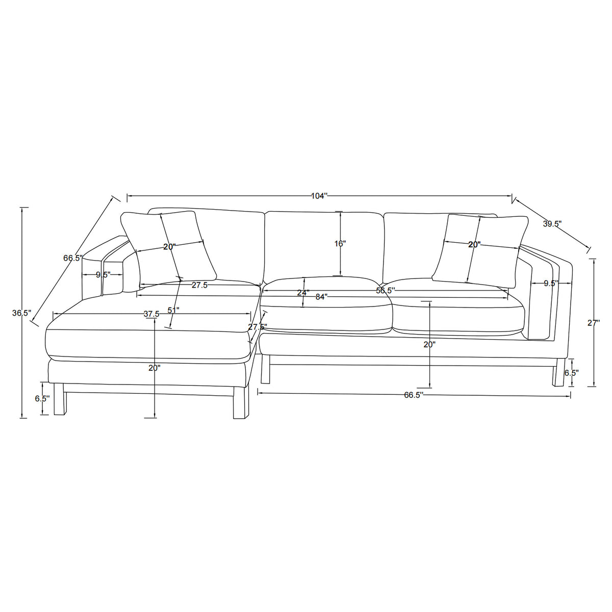 Geneva Boucle Sectional with Left Chaise & Wood Arm Accent Chair - Sand on Ash Brown Wood Base – view 20