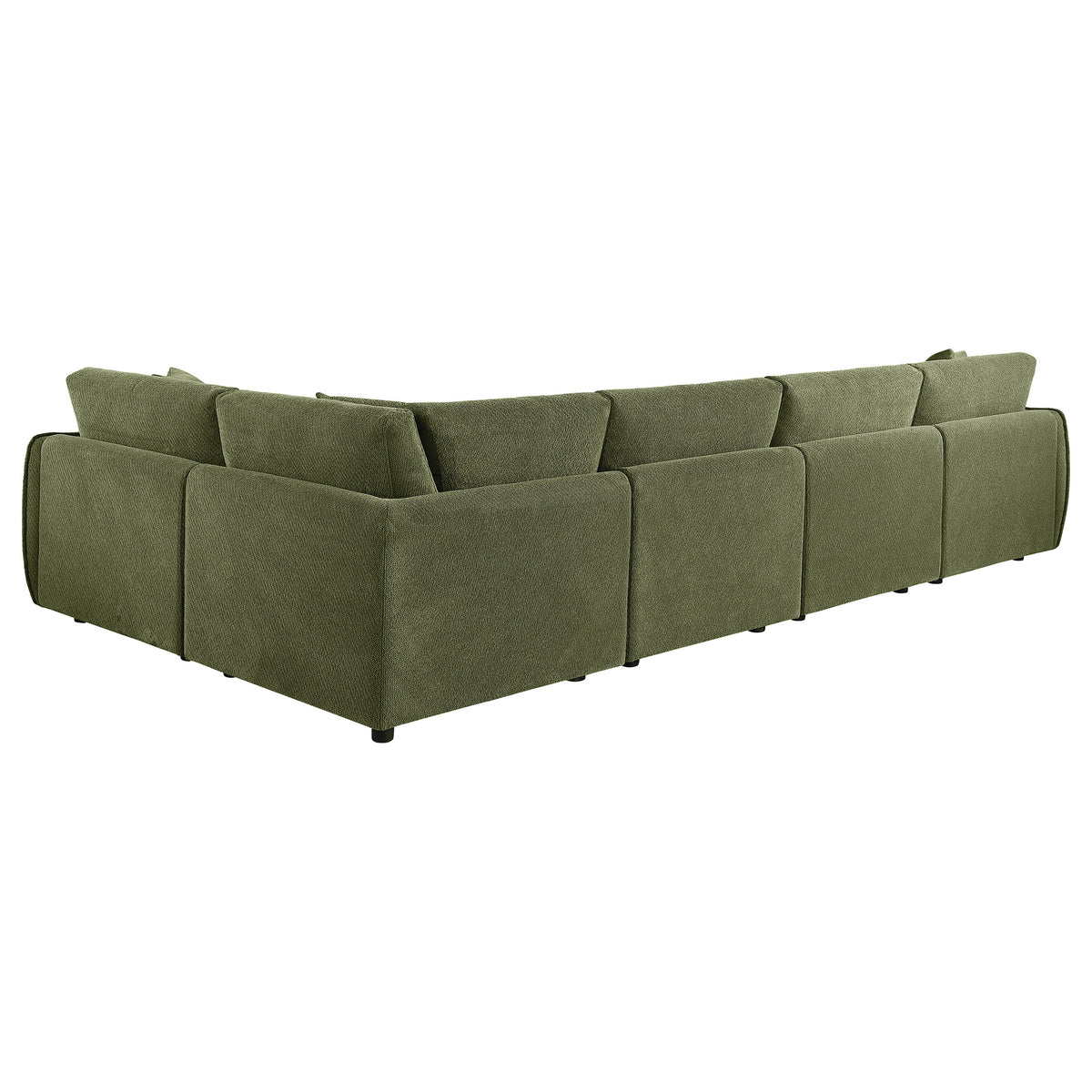 Elysia Modular Sectional, Sofa & Loveseat - Green Chenille Low-Profile Seating with Black Feet – view 11