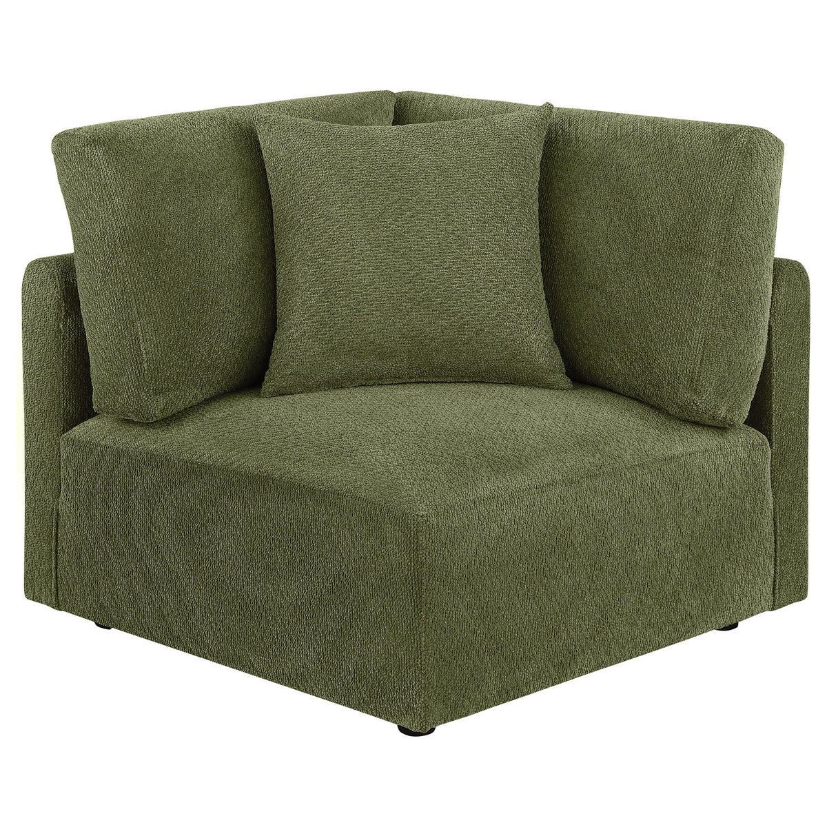 Elysia Modular Sectional, Sofa & Loveseat - Green Chenille Low-Profile Seating with Black Feet – view 14