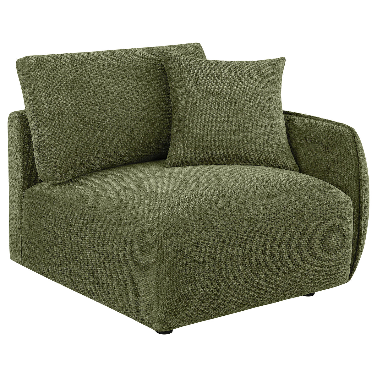 Elysia Modular Sectional, Sofa & Loveseat - Green Chenille Low-Profile Seating with Black Feet – view 16