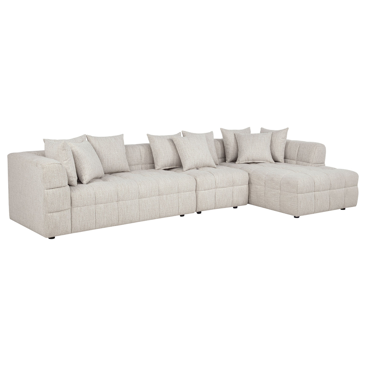 Amara Modular Sectional Sofa, Armless Chair & Ottoman - 3pcs- LAF Loveseat + Armless Chair + RAF Chaise