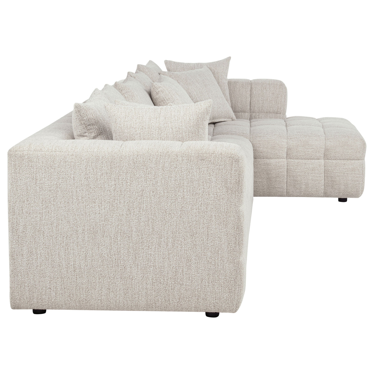 Amara Modular Sectional Sofa, Armless Chair & Ottoman - Channel-Tufted Ivory Fabric with Track Arms – view 15