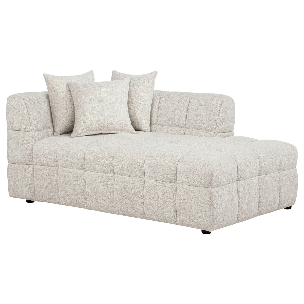 Amara Modular Sectional Sofa, Armless Chair & Ottoman - Channel-Tufted Ivory Fabric with Track Arms – view 18