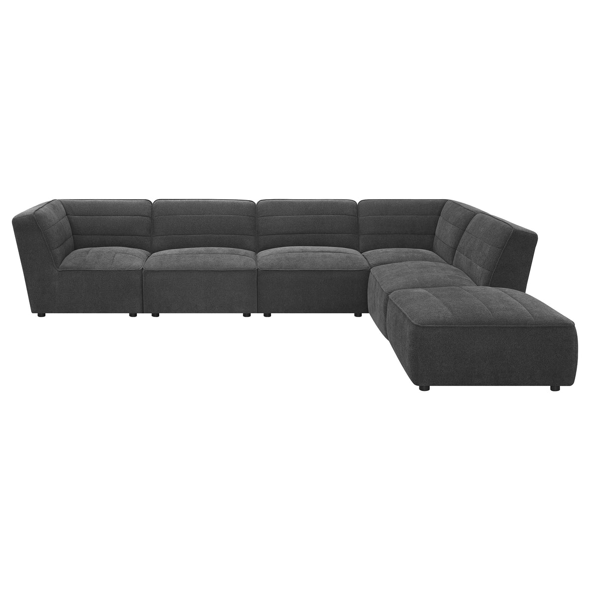 Sunny Modular Boucle Sectional Sofa - Channel Tufted Dark Charcoal, 6-Piece Set, Armless Chair or Ottoman – view 5