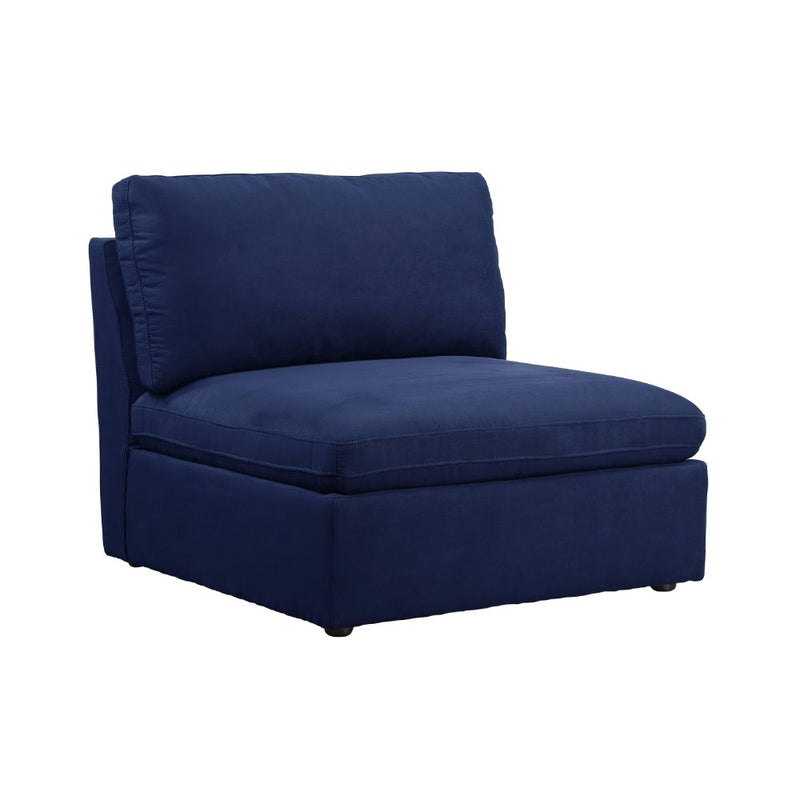 Crosby Modular Sectional Pieces - Pocket Coil Armless Chair & Wedge in Blue Fabric