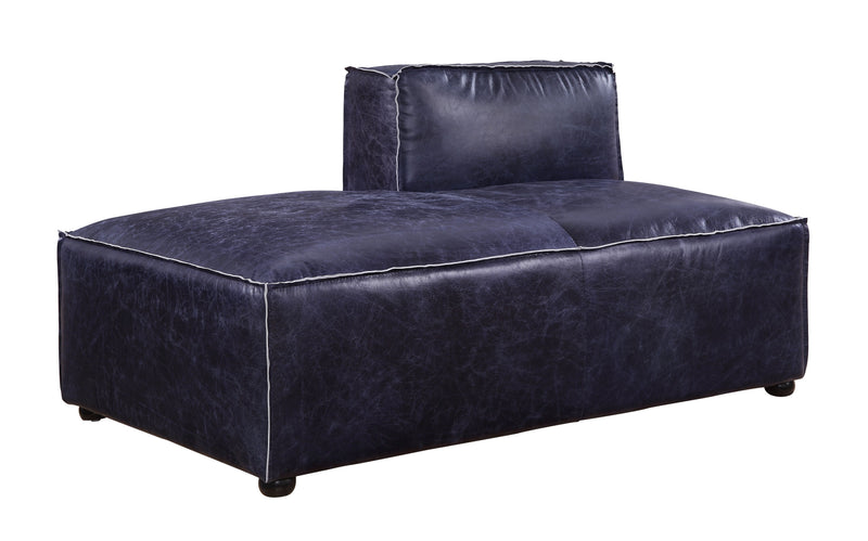 Birdie Modular Sectional Pieces - Top Grain Leather & Minimalist Lines in Vintage Blue or Antique Slate