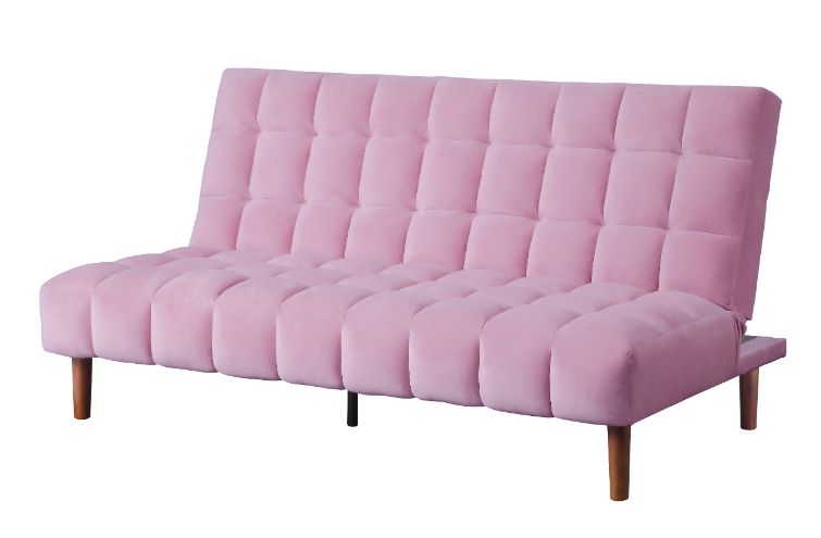 Yolandi Adjustable Sleeper Sofa - Grid Tufted in Pink Velvet