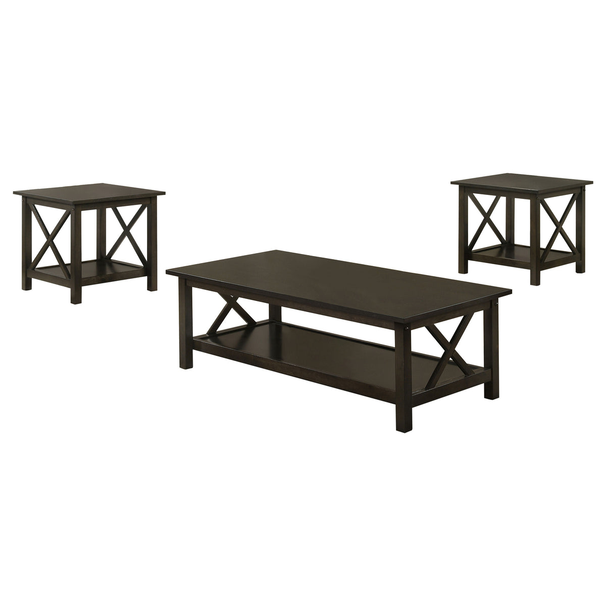 Rachelle 3-Piece Coffee Table Set & Console Table - Transitional X-Side Design in Deep Merlot – view 3