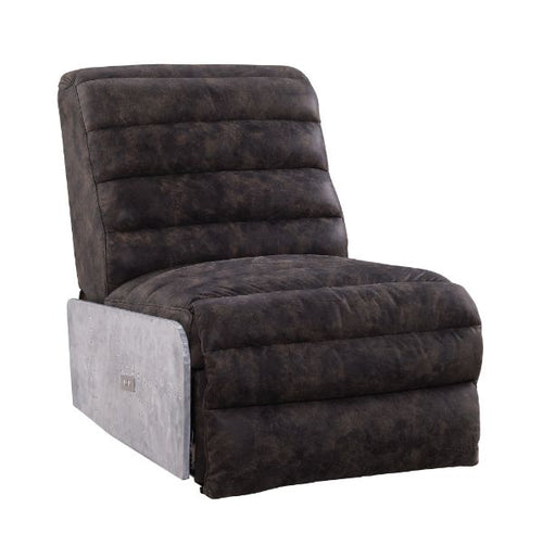 Okzuil Power Motion Recliner - Two Tone Gray Top Grain Leather & Aluminum