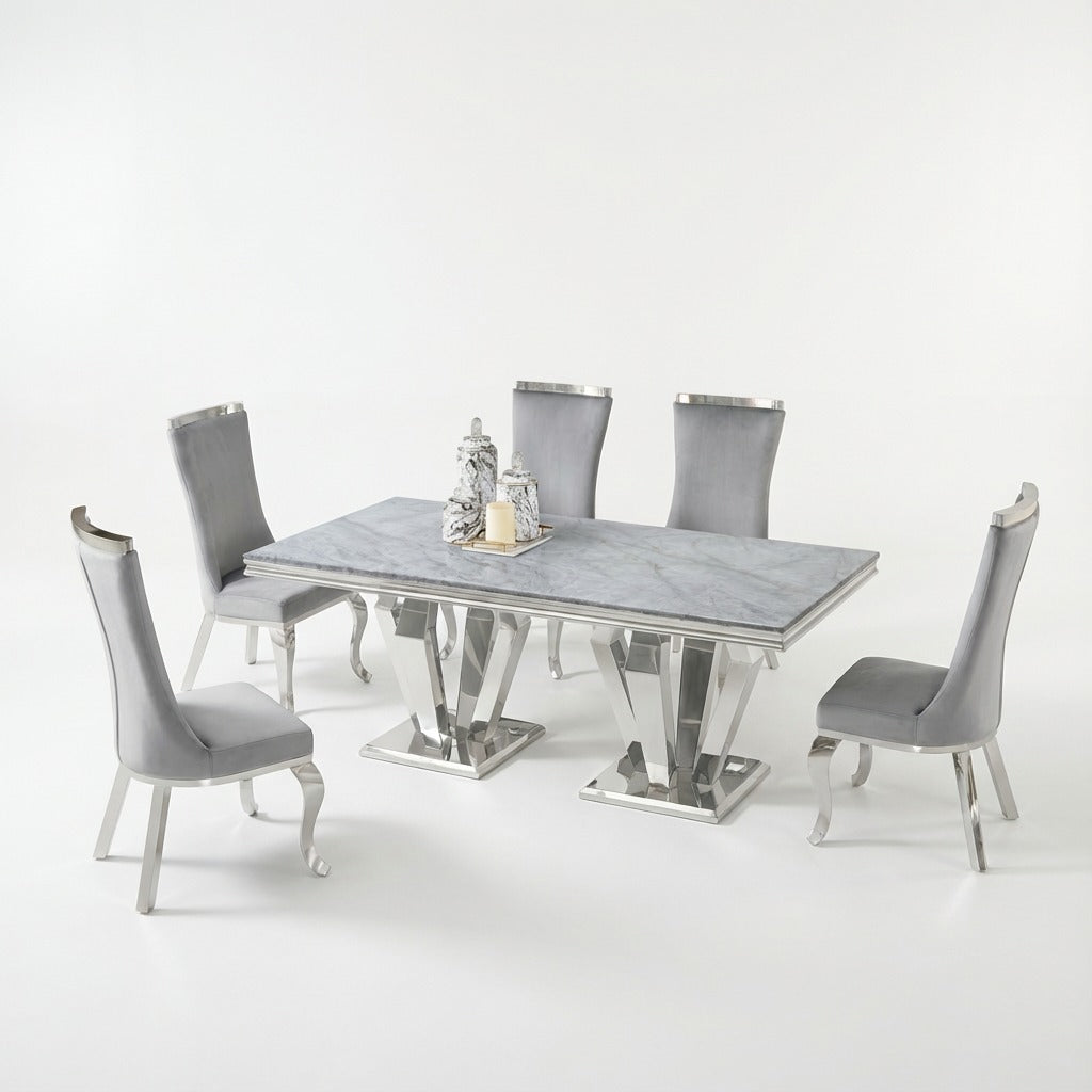 Vanessa Marble Dining Table Set with Chairs