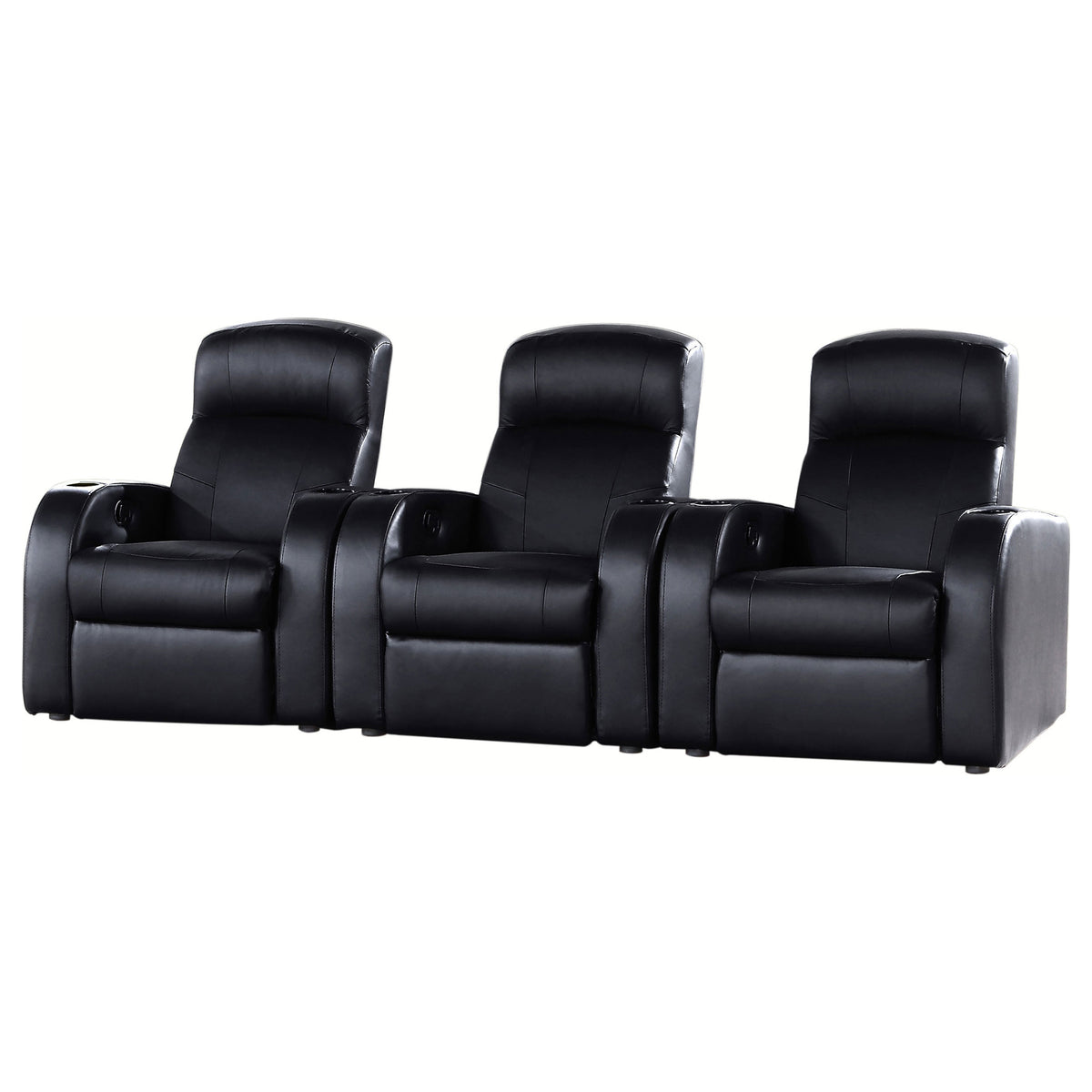Cyrus Top Grain Leather Recliner & Home Theater Seating - 3pcs- 3 Recliners