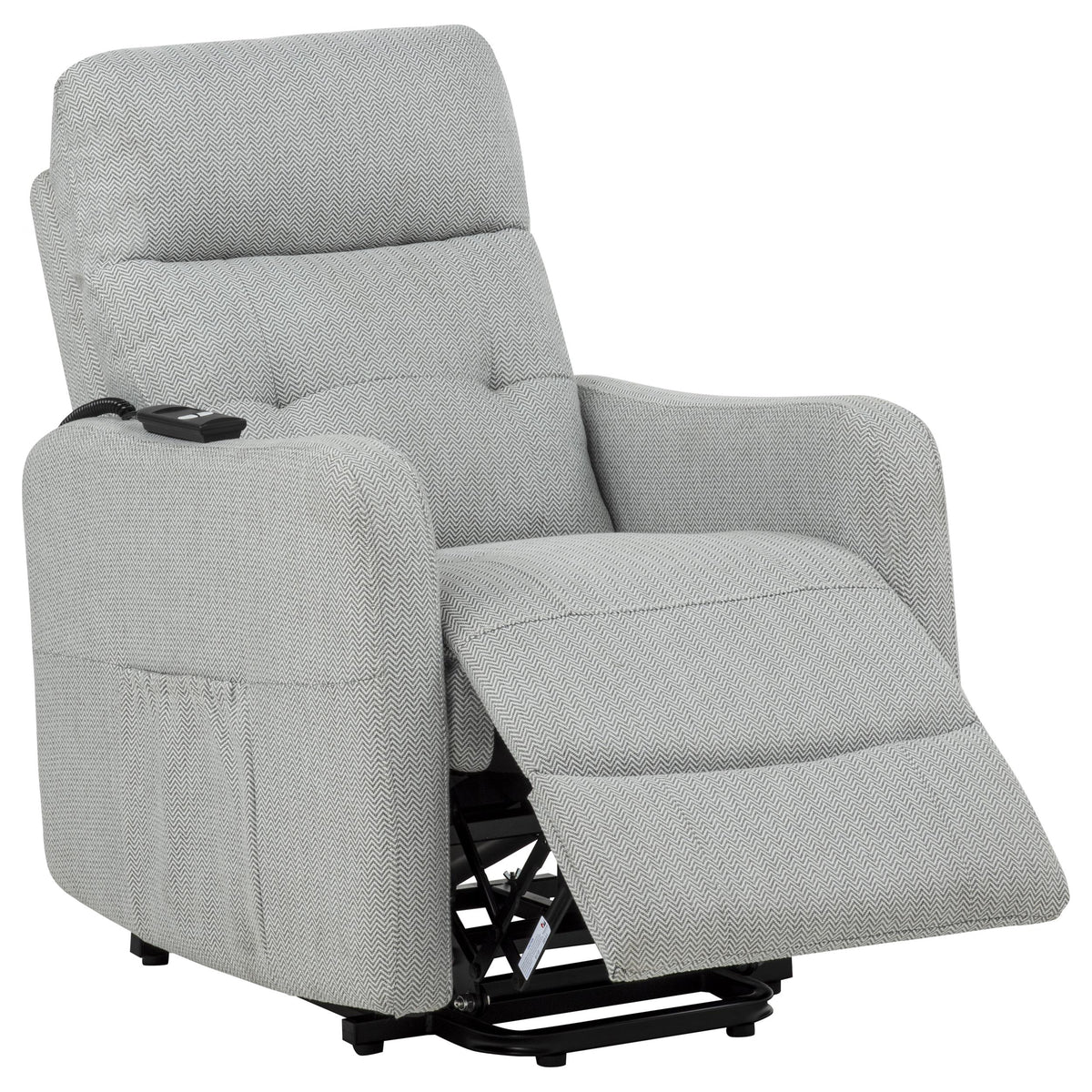 Dayes Power Lift Recliner Chair - Light Grey Fabric with Segmented Back & Side Pocket – view 5