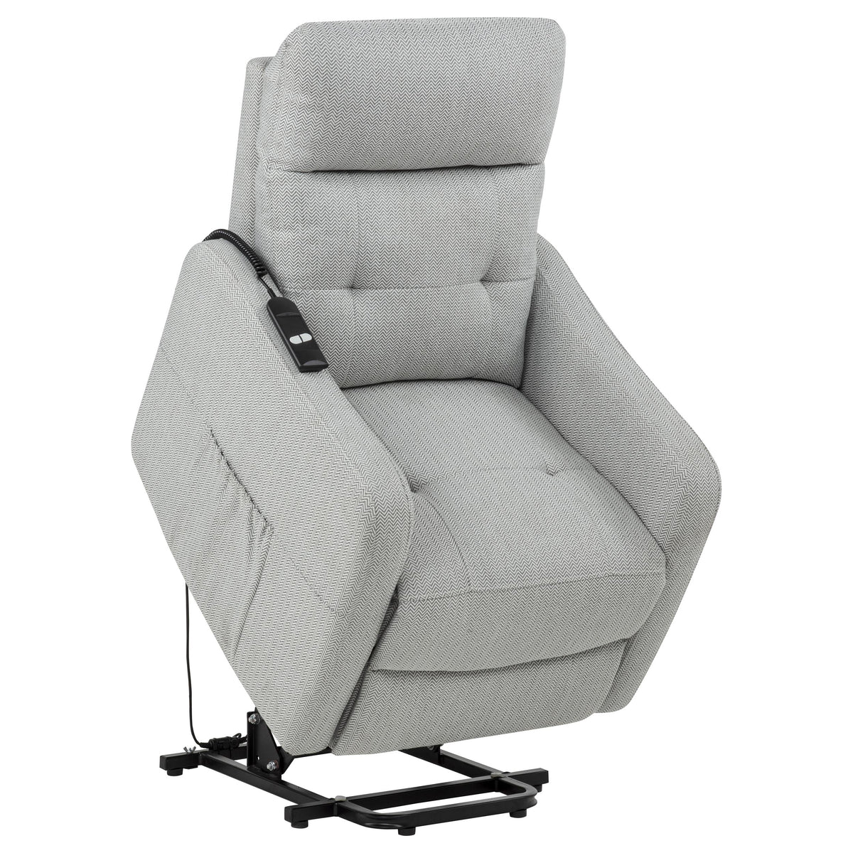 Dayes Power Lift Recliner Chair - Light Grey Fabric with Segmented Back & Side Pocket – view 7