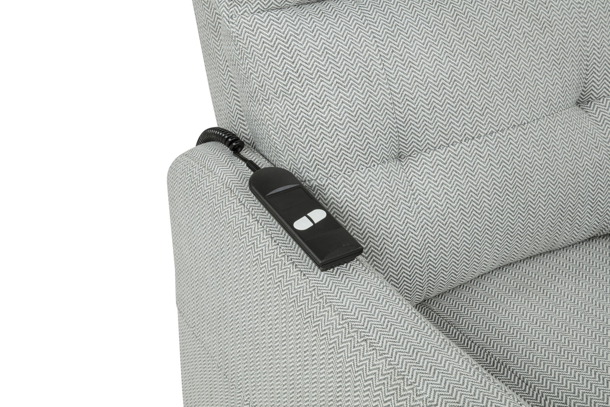 Dayes Power Lift Recliner Chair - Light Grey Fabric with Segmented Back & Side Pocket – view 12