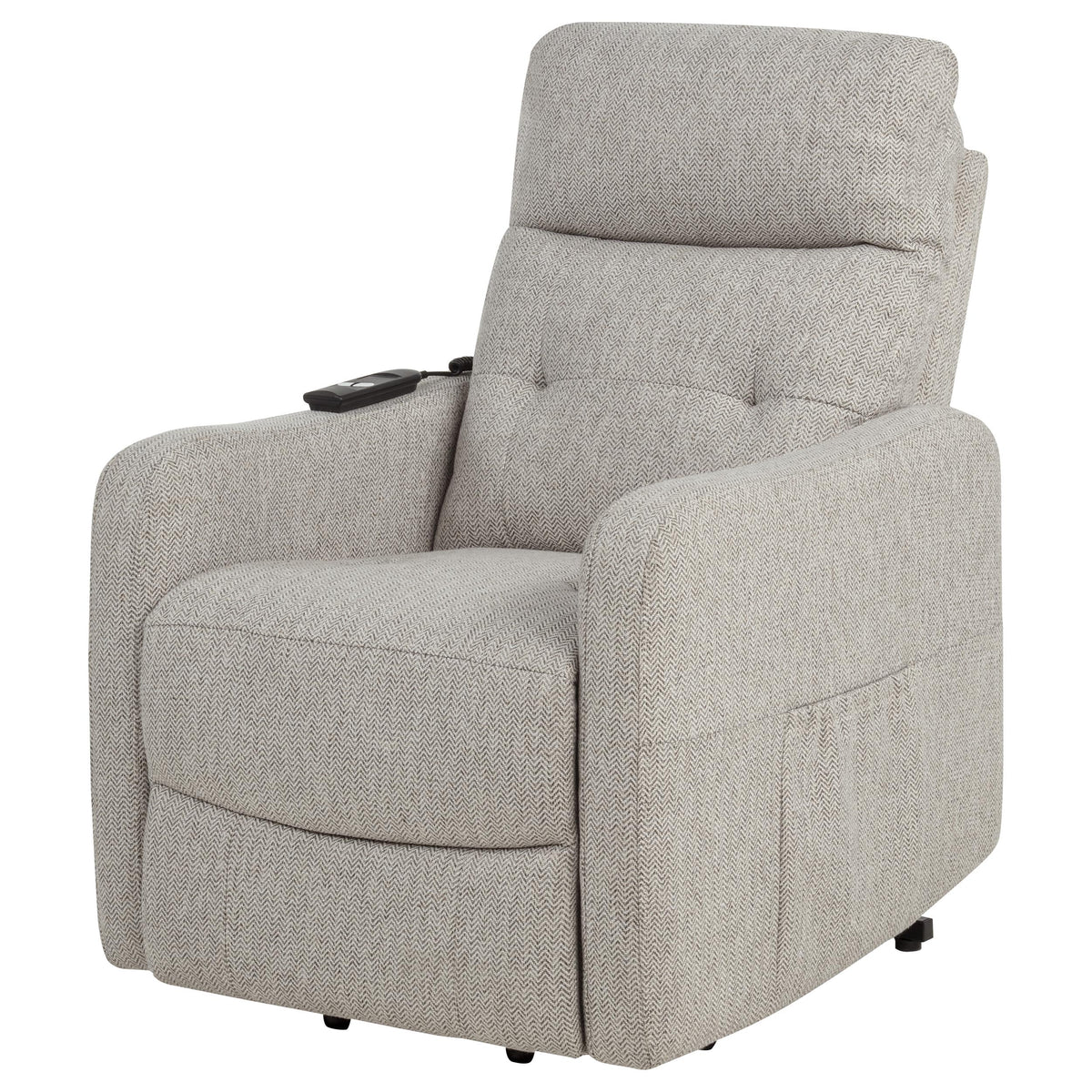 Dayes Power Lift Recliner Chair - Plush Pillow Arms & Tall Back in Taupe Fabric – view 9
