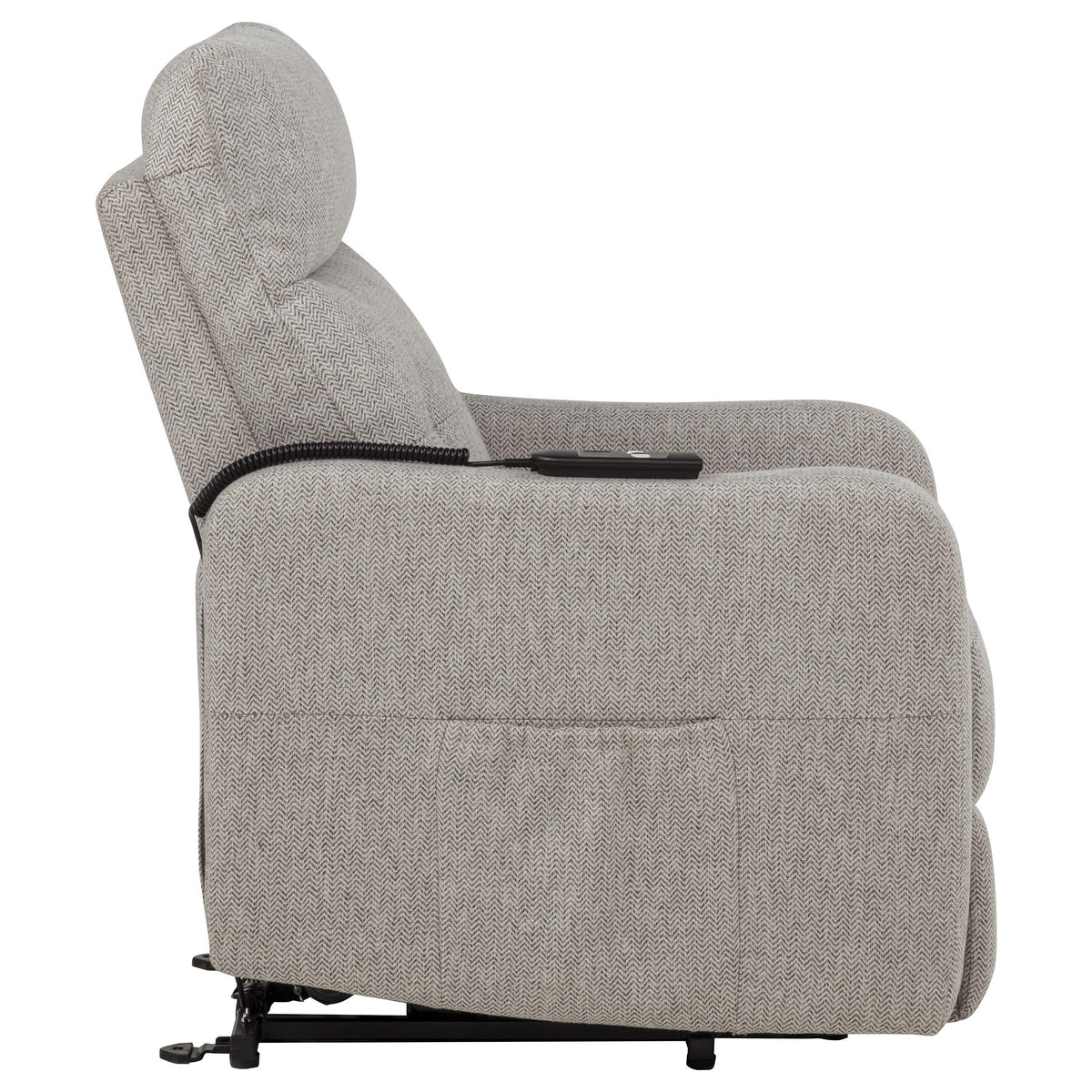 Dayes Power Lift Recliner Chair - Plush Pillow Arms & Tall Back in Taupe Fabric – view 11