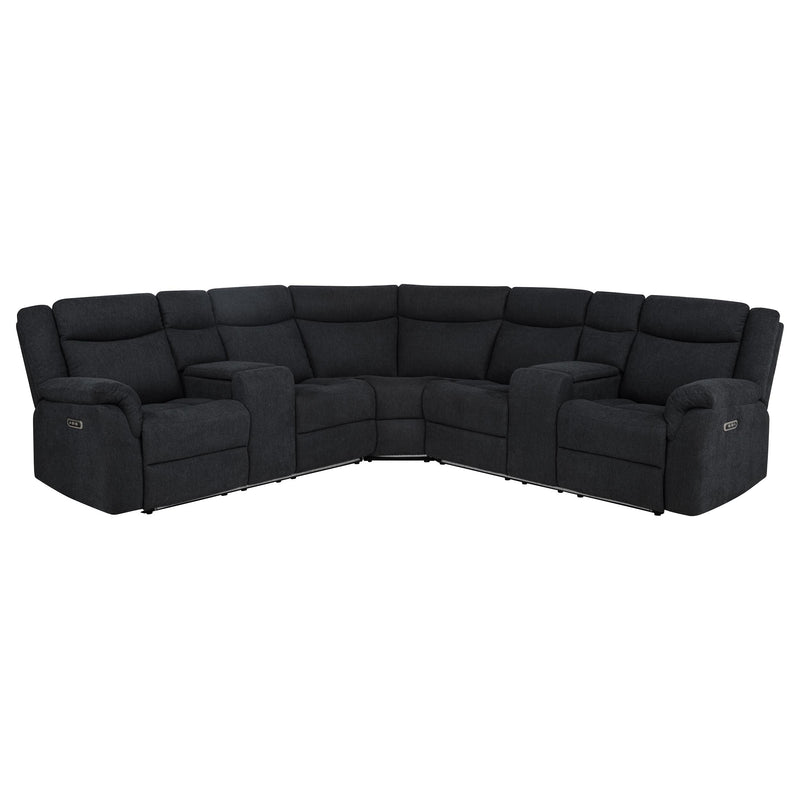 Hagen 3-Piece Power Reclining Sectional with LED Base Lighting & USB - Curved Steel Grey Fabric