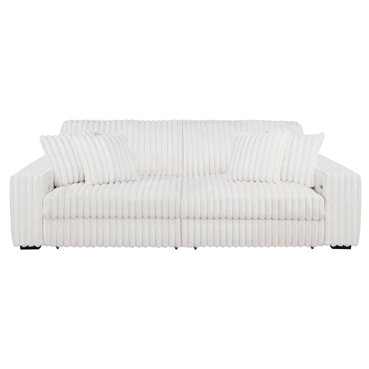 Jacana Dual Power Chaise Sofa - Channel-Tufted Ivory Corduroy with USB-A & USB-C Charging – view 7