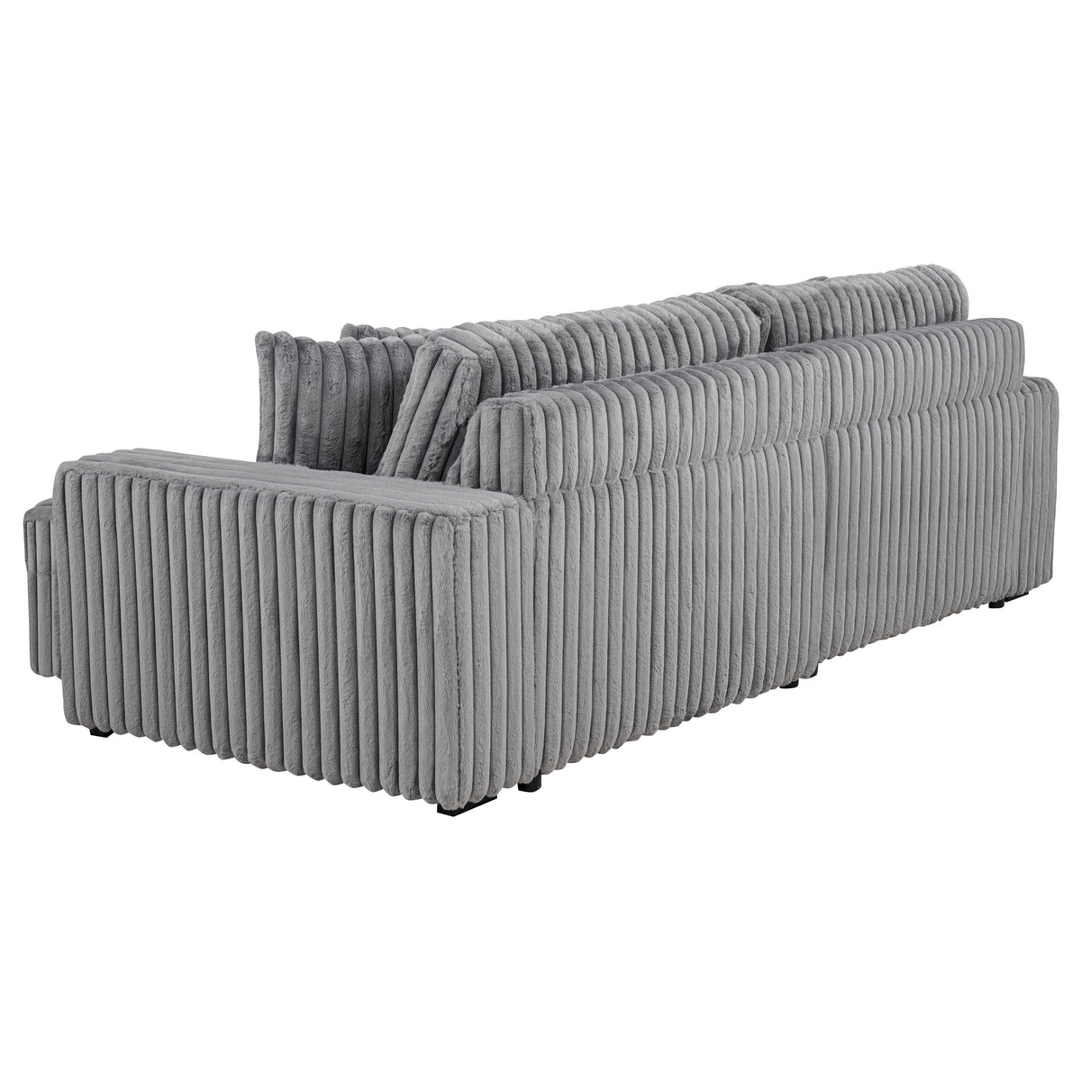 Jacana Dual Power Chaise Sofa - Channel-Tufted Grey Corduroy with USB-A & USB-C Charging – view 10