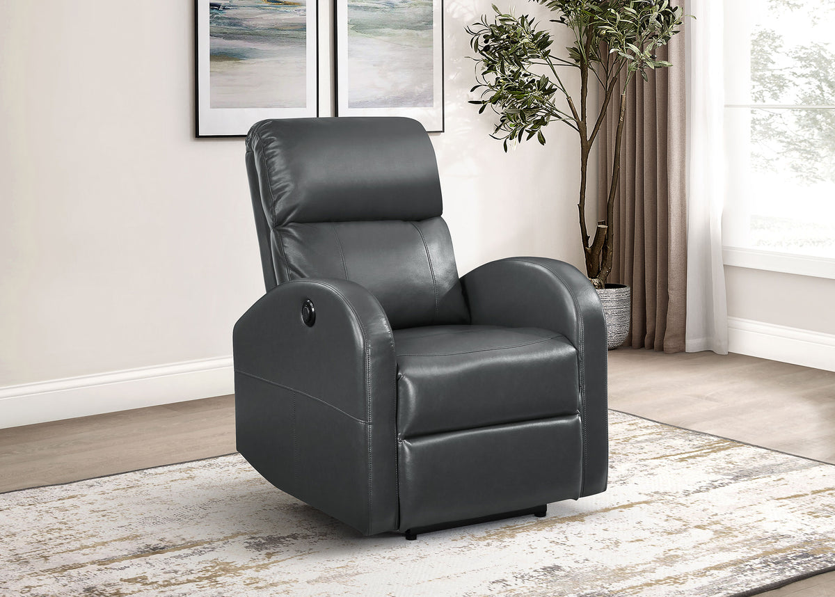 Grant Power Recliner Chair - Compact Track Arm Design in Grey Leatherette – view 1