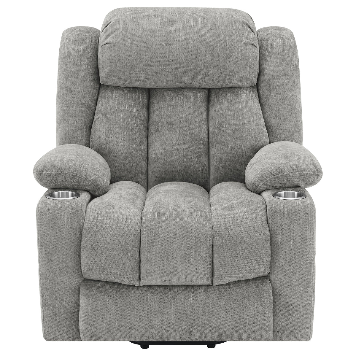 Houston Power Lift Recliner with USB Port - Overstuffed Grey Chenille with Pillowtop Arms & Cupholders – view 7