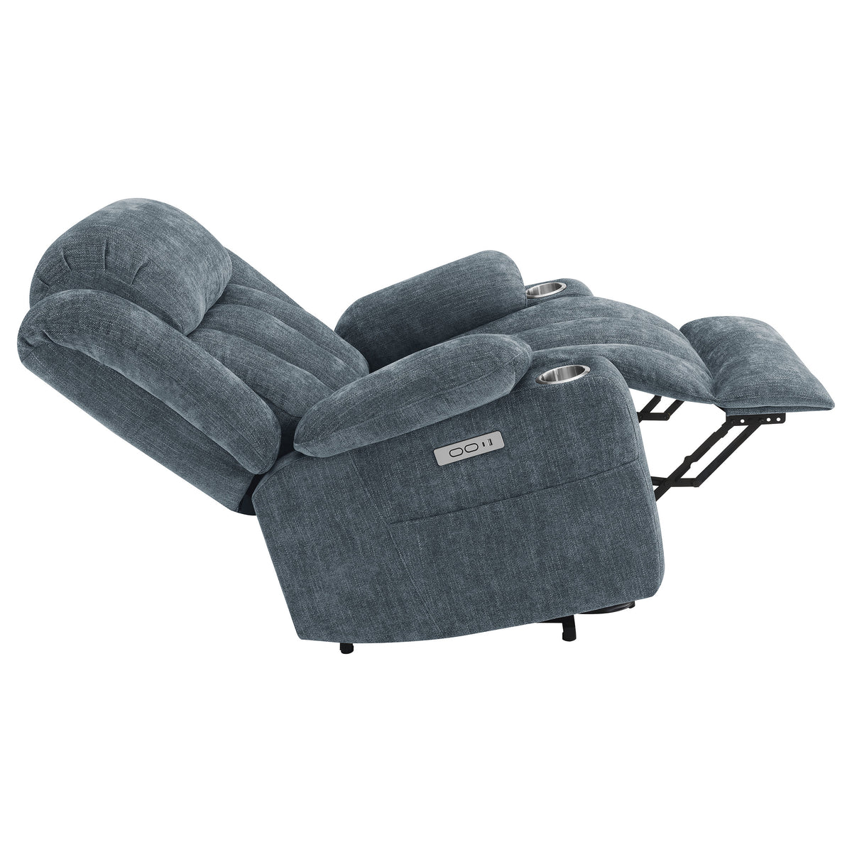 Houston Power Lift Recliner with USB - Overstuffed Slate Blue Chenille with Pillowtop Arms – view 13