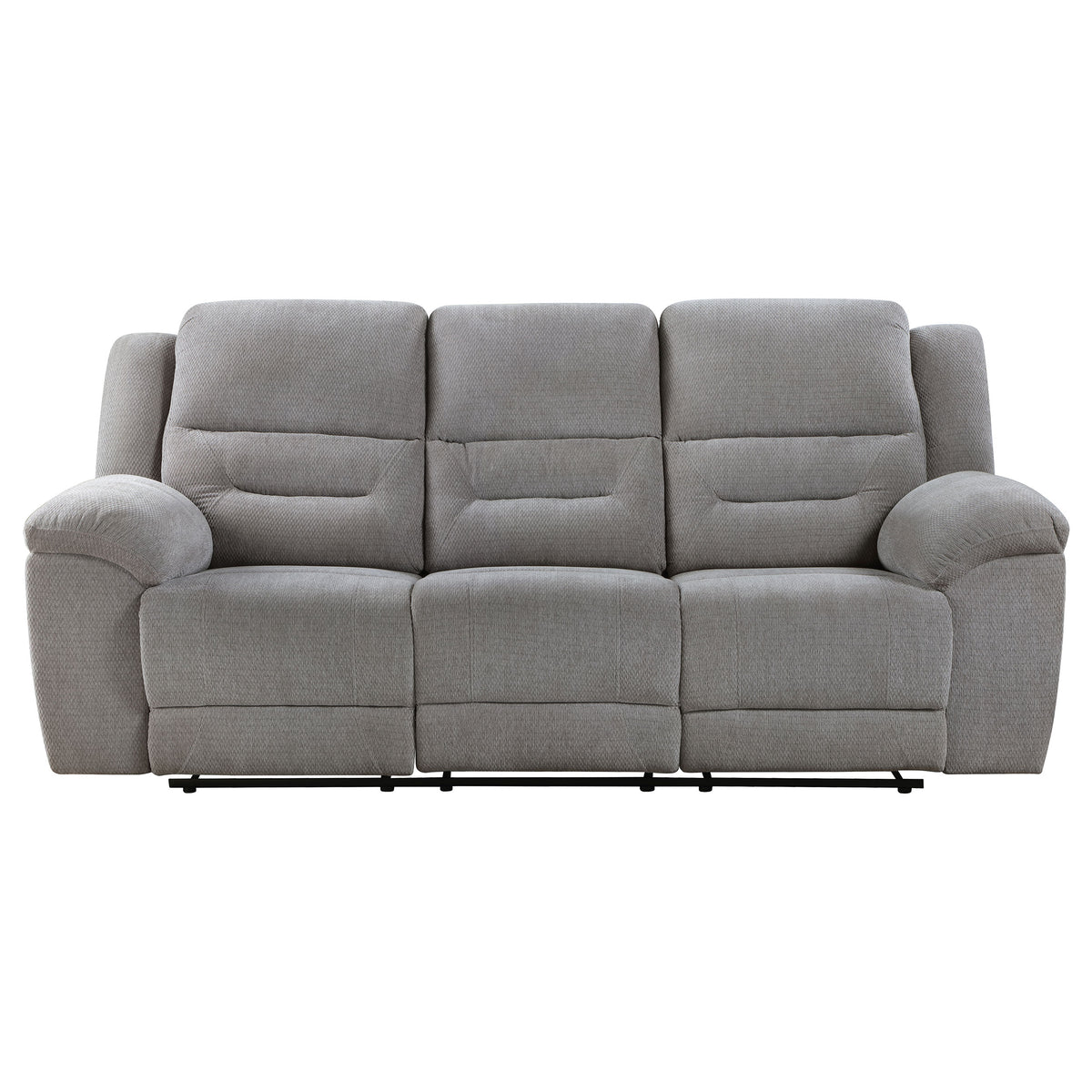 Gilson Reclining Sofa, Console Loveseat & Glider Recliner - Grey Chenille with Pillow Top Arms, Manual Recline – view 9