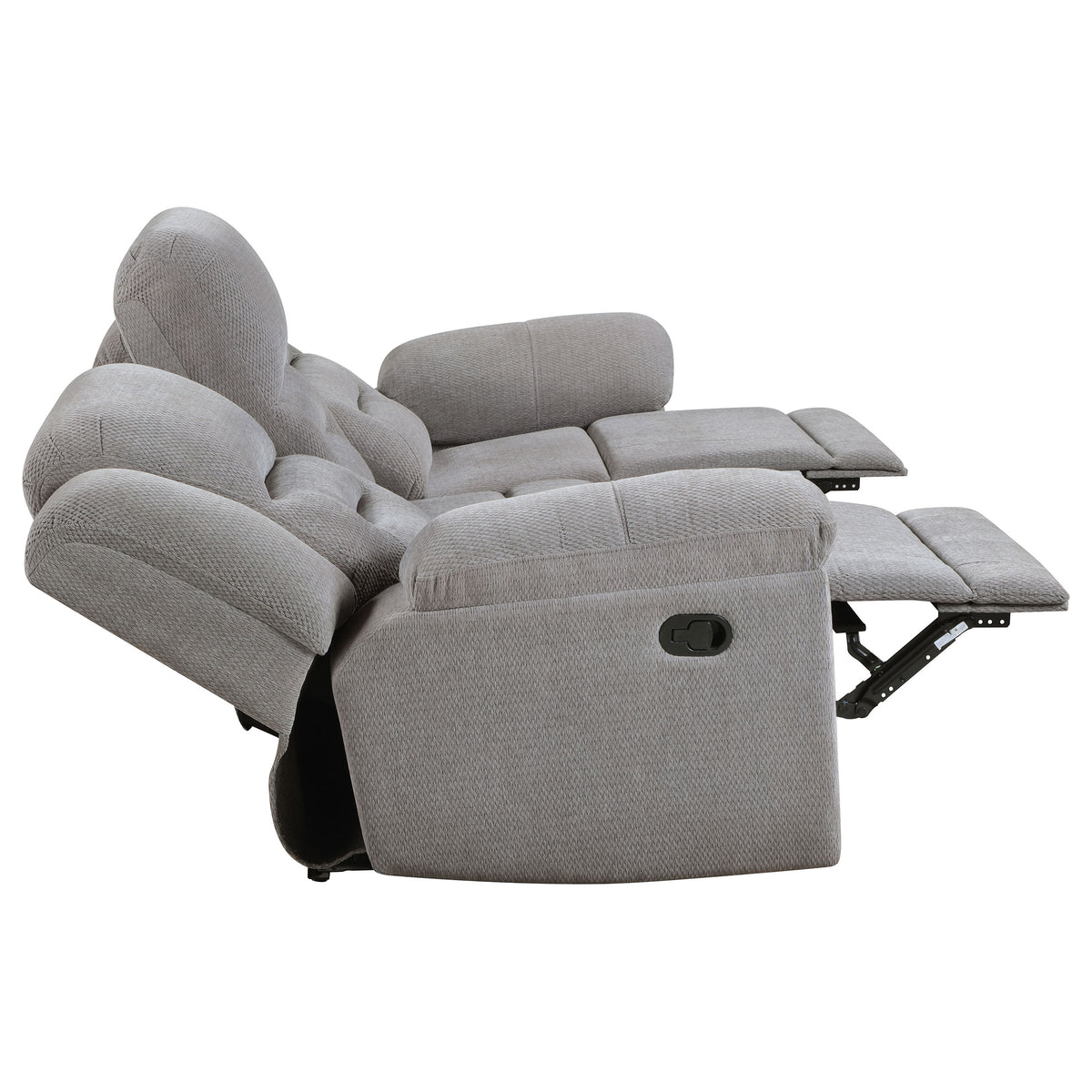 Gilson Reclining Sofa, Console Loveseat & Glider Recliner - Grey Chenille with Pillow Top Arms, Manual Recline – view 12