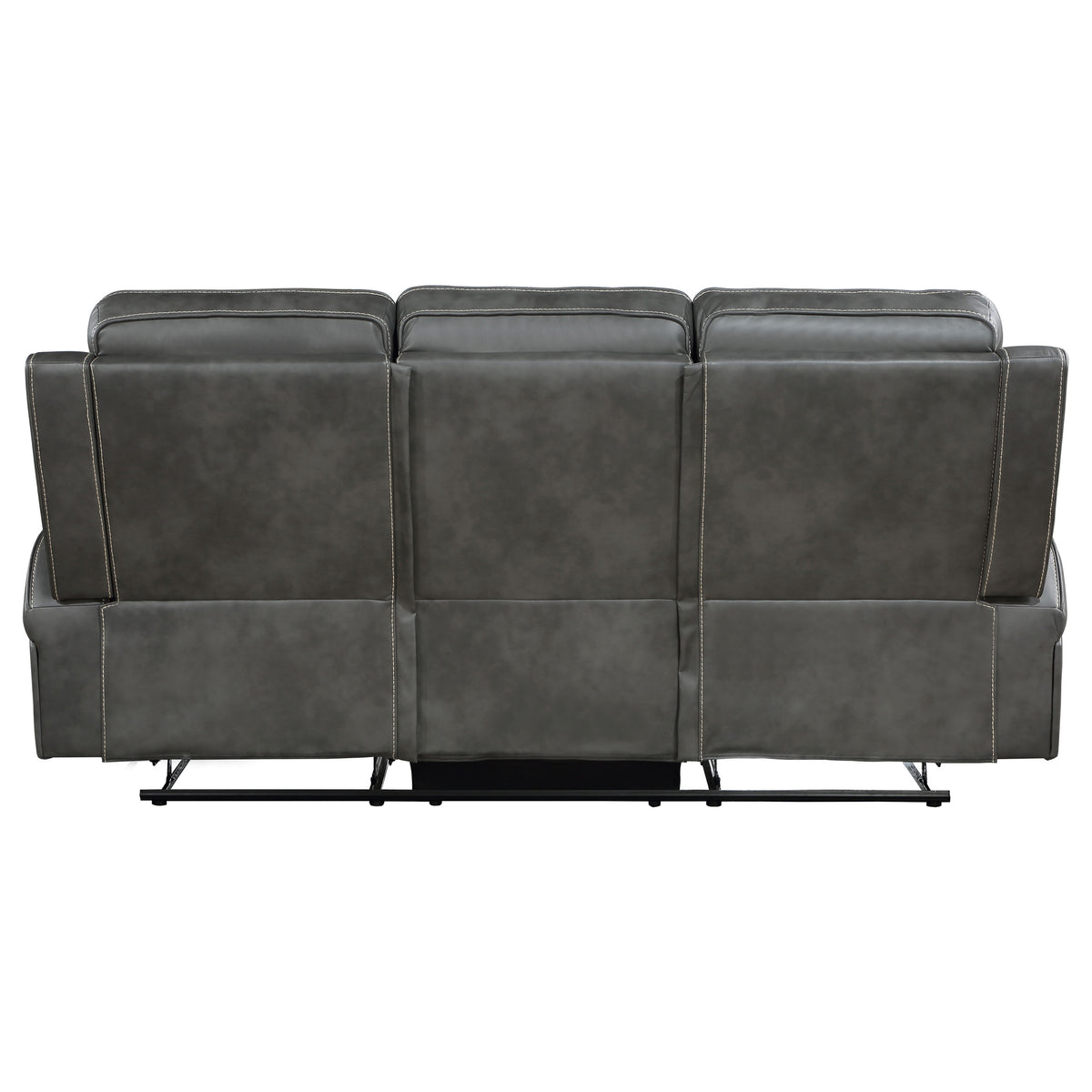 Raelynn Wall-Hugger Reclining Sofa, Loveseat & Recliner - Grey Leatherette with Vertical Topstitching โ view 12
