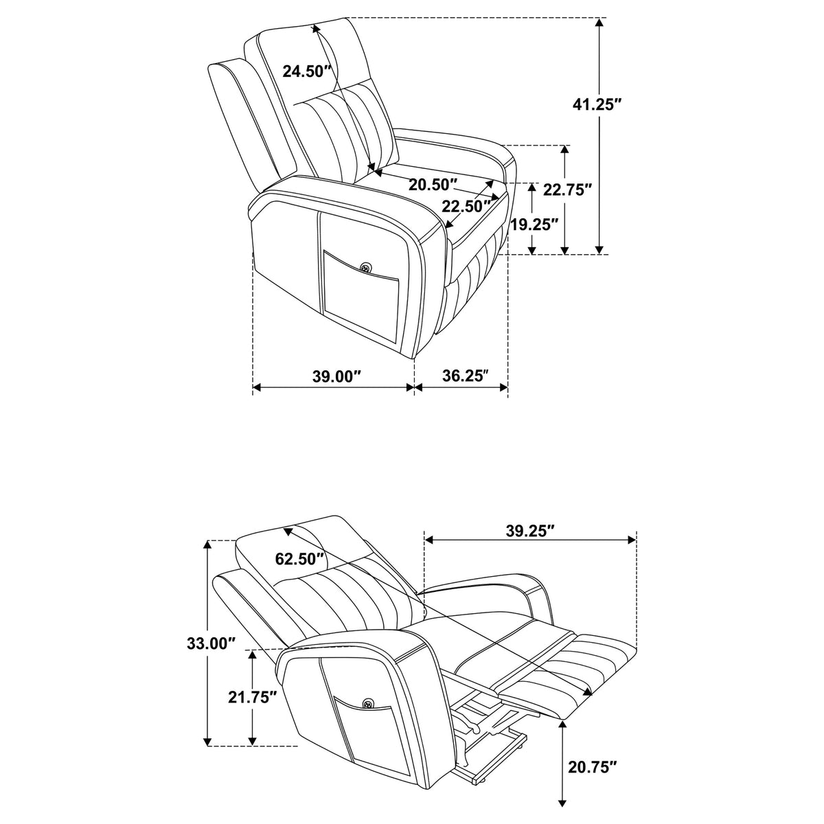 Raelynn Power Lift Recliner - Grey Faux Leather with Track Arms, Remote & Side Pocket – view 10