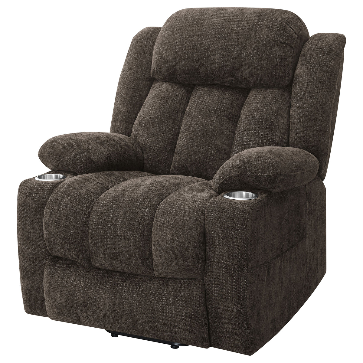 Houston Power Lift Recliner Chair with USB Port - Dark Brown Chenille with Pillowtop Arms โ view 8