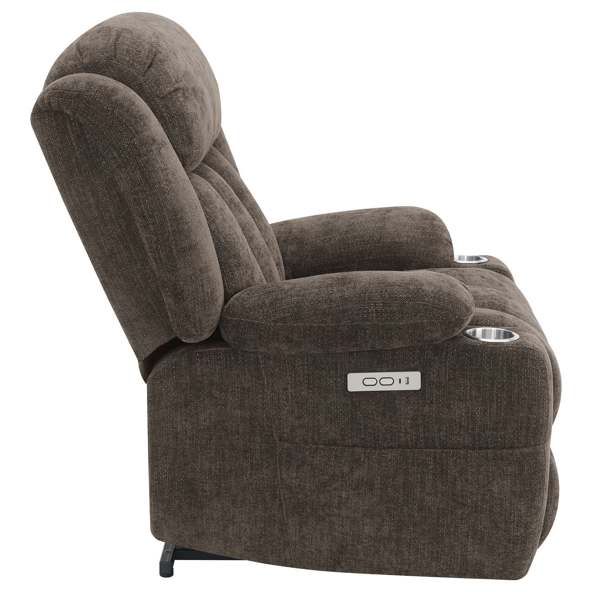 Houston Power Lift Recliner Chair with USB Port - Dark Brown Chenille with Pillowtop Arms โ view 12